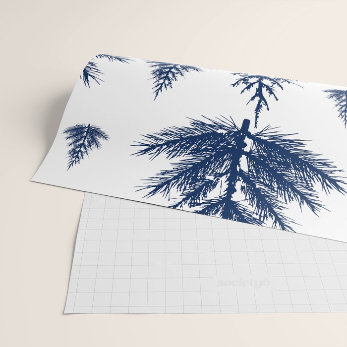 Christmas Trees and Snow, Blue and White Wrapping Paper Gallery Image 2