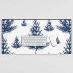 Christmas Trees and Snow, Blue and White Desk Mat Gallery Image 1