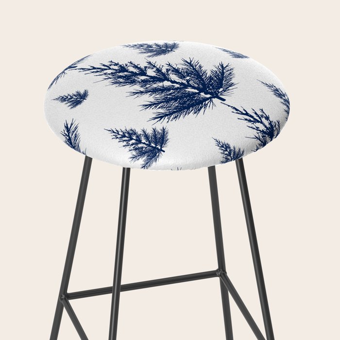 Christmas Trees and Snow, Blue and White Stool Gallery Image 2