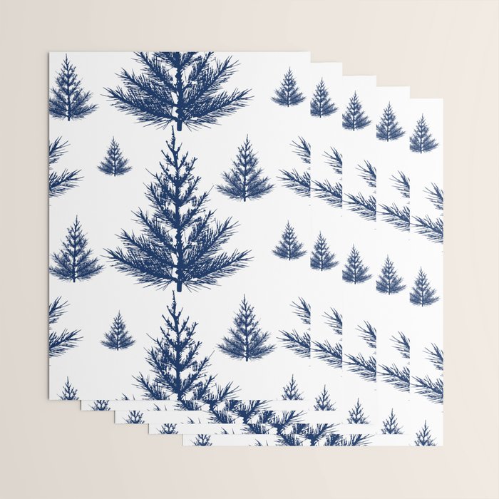 Christmas Trees and Snow, Blue and White Wrapping Paper Gallery Image 3
