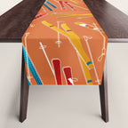 Retro Ski Pattern Illustration Table Runner Gallery Image 1