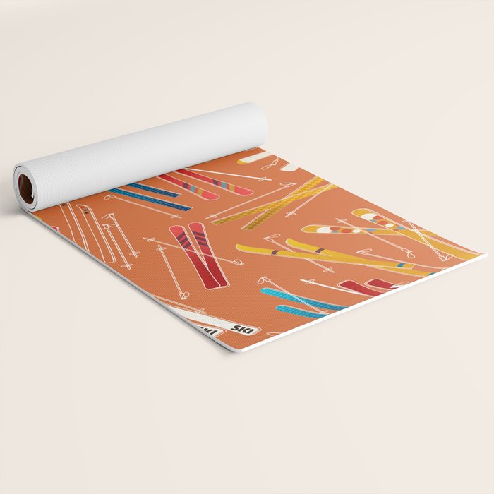 Retro Ski Pattern Illustration Yoga Mat Gallery Image 2