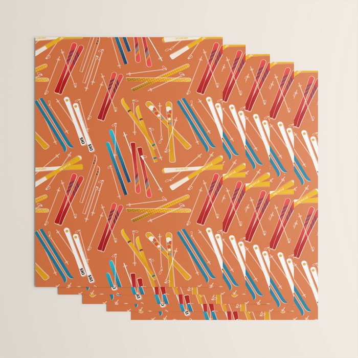 Retro Ski Pattern Illustration Wrapping Paper Gallery Image 3