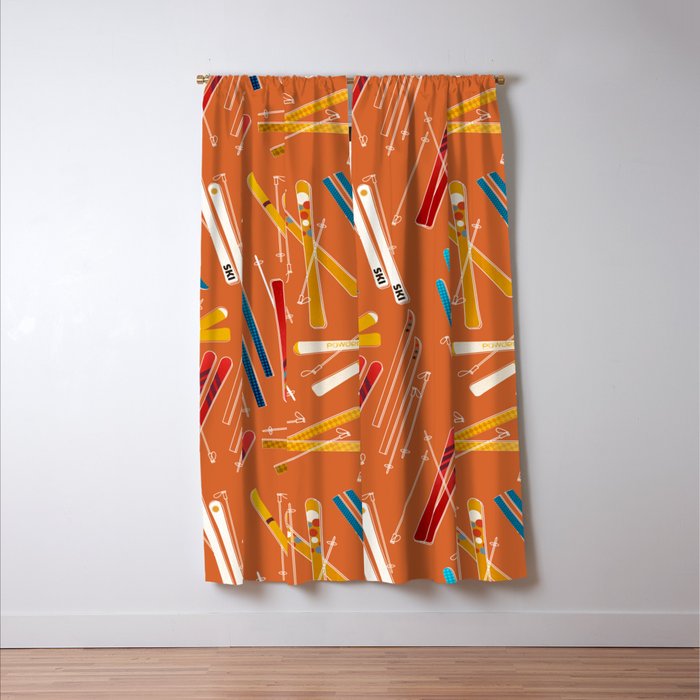 Retro Ski Pattern Illustration Window Curtain Gallery Image 3