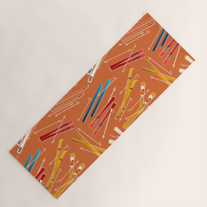 Retro Ski Pattern Illustration Yoga Mat Gallery Image 1