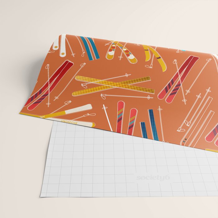 Retro Ski Pattern Illustration Wrapping Paper Gallery Image 2