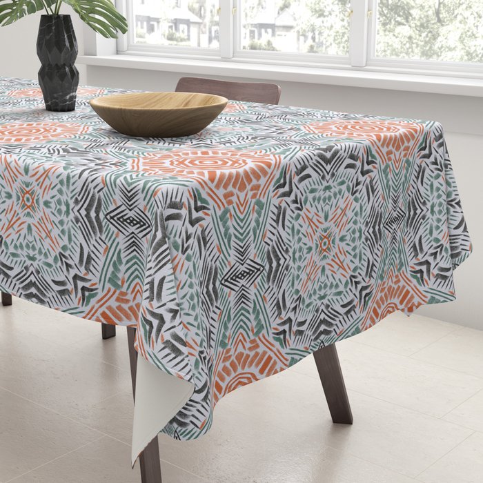 Modern brushstroke mosaic Tablecloth Gallery Image 3