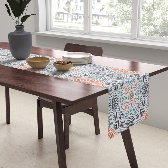 Modern brushstroke mosaic Table Runner Gallery Image 2