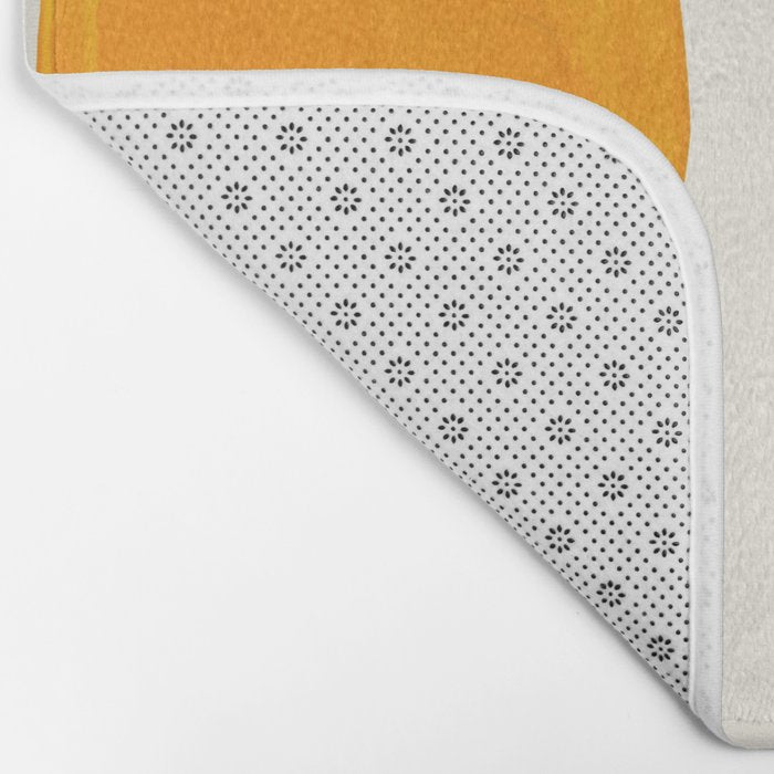 Minimalist Mid century Painting Colorful Yellow Blue Shapes Patterns Bath Mat Gallery Image 2