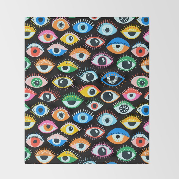 Mystic Eyes Pattern #mystic Throw Blanket Gallery Image 2