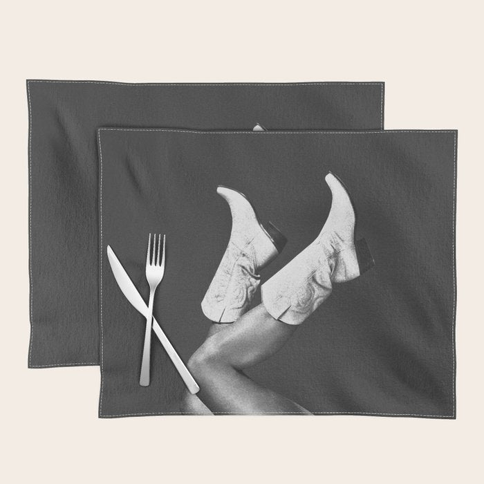 These Boots - Noir L / Black & White Placemat Gallery Image 1