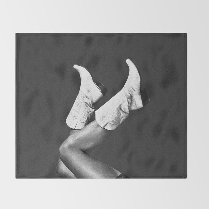 These Boots - Noir L / Black & White Throw Blanket Gallery Image 2