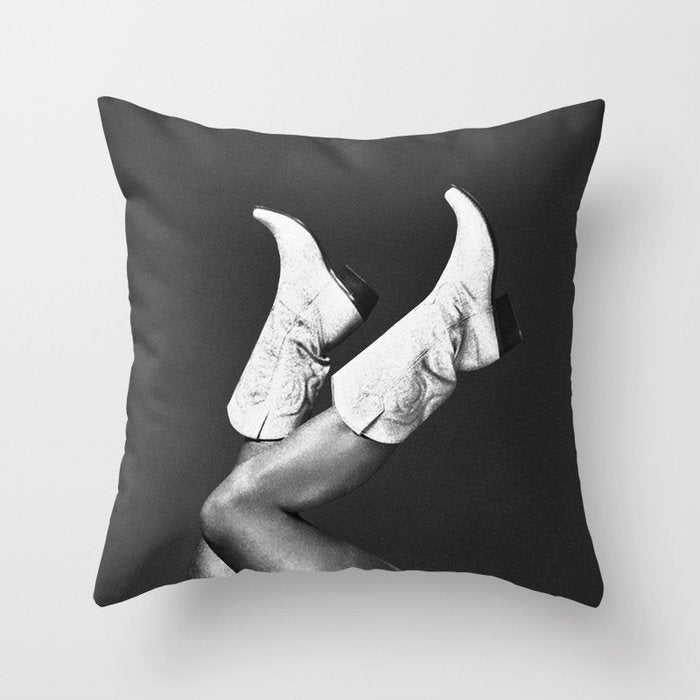 These Boots - Noir L / Black & White Throw Pillow Gallery Image 1