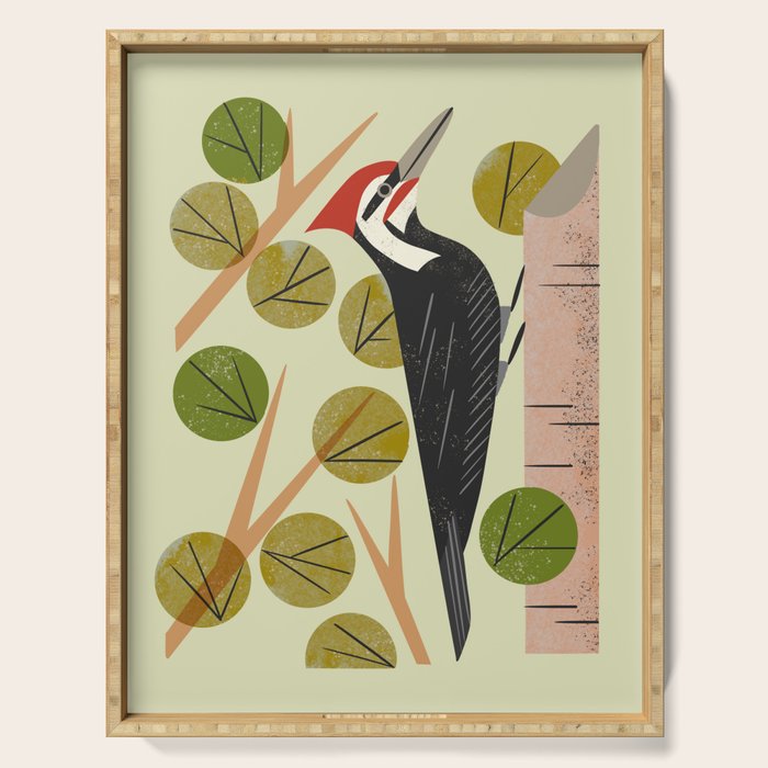 Woodpecker In Aspen Tree Serving Tray Gallery Image 1