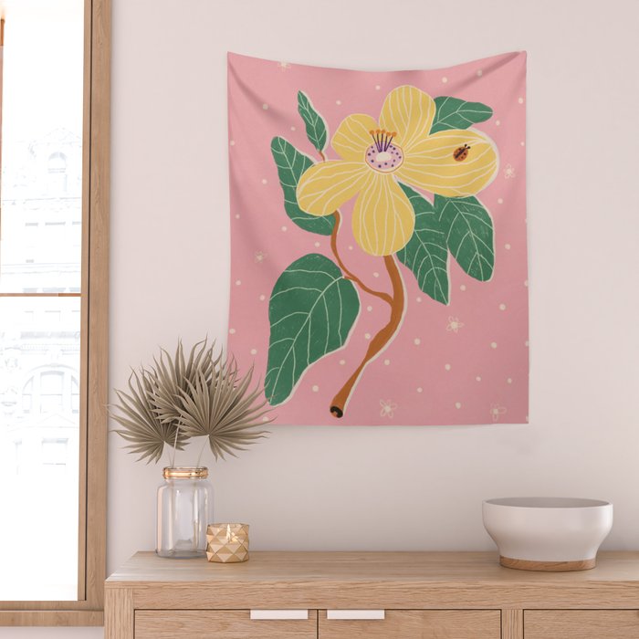 Magnolia pink Wall Tapestry Gallery Image 2