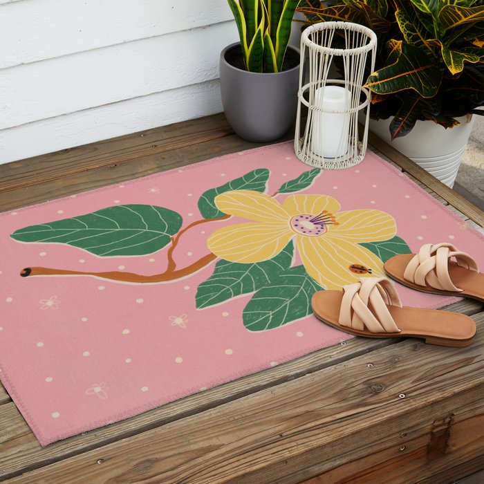 Magnolia pink Outdoor Rug Gallery Image 2