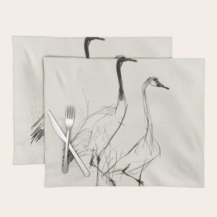 Two Geese - Minimalist Drawing Placemat Gallery Image 1