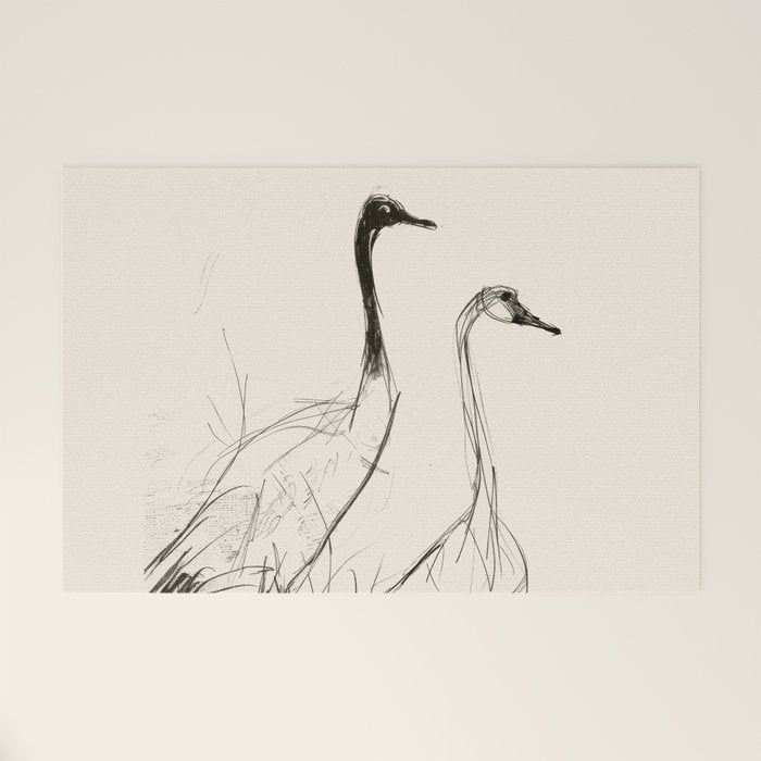Two Geese - Minimalist Drawing Welcome Mat Gallery Image 1
