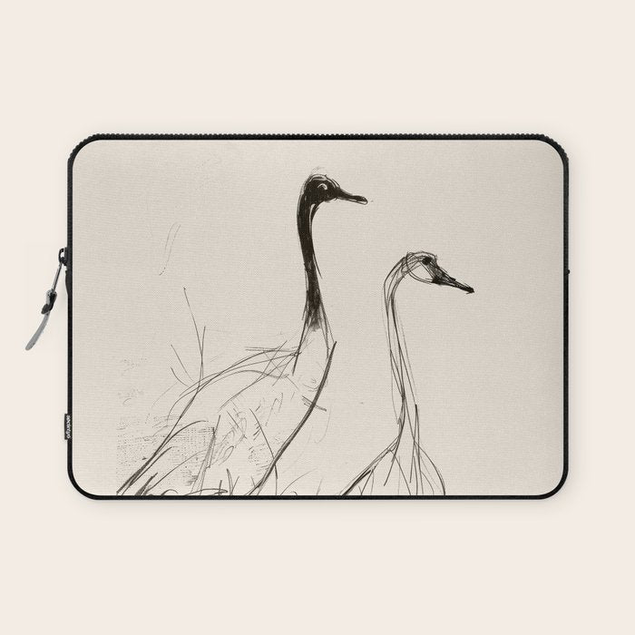 Two Geese - Minimalist Drawing Laptop Sleeve Gallery Image 1