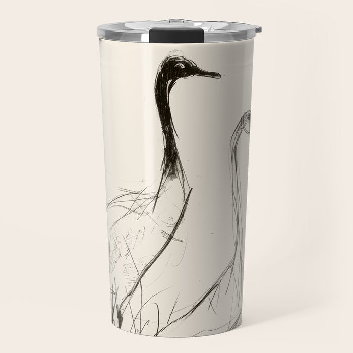 Two Geese - Minimalist Drawing Travel Mug Gallery Image 1