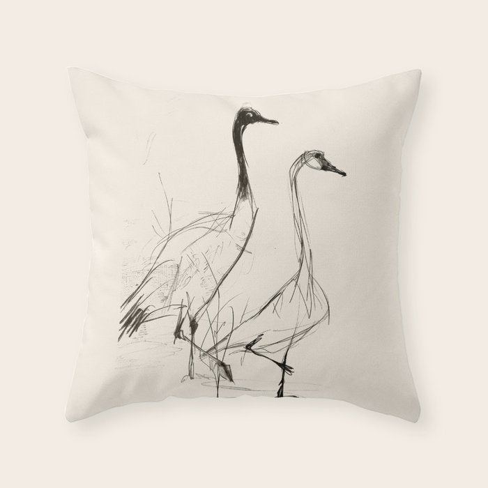 Two Geese - Minimalist Drawing Throw Pillow Gallery Image 6