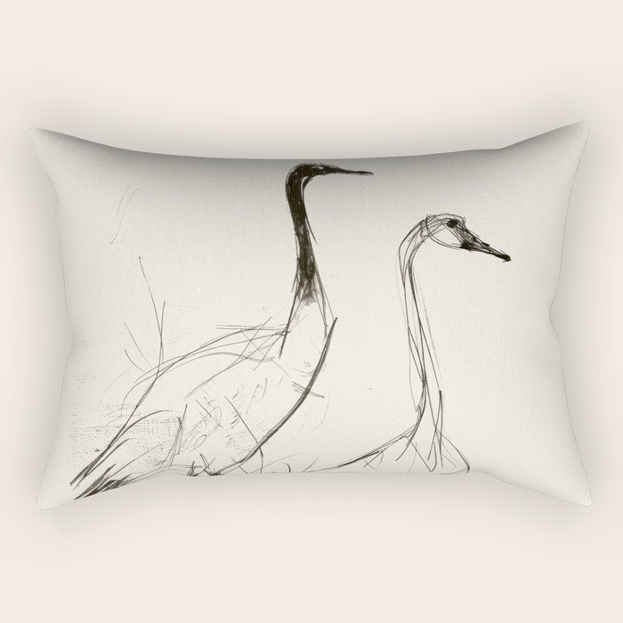 Two Geese - Minimalist Drawing Rectangular Pillow Gallery Image 2