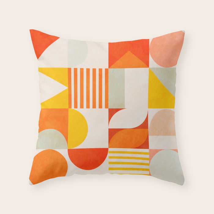 mid century geometry sunny 2 Throw Pillow Gallery Image 6