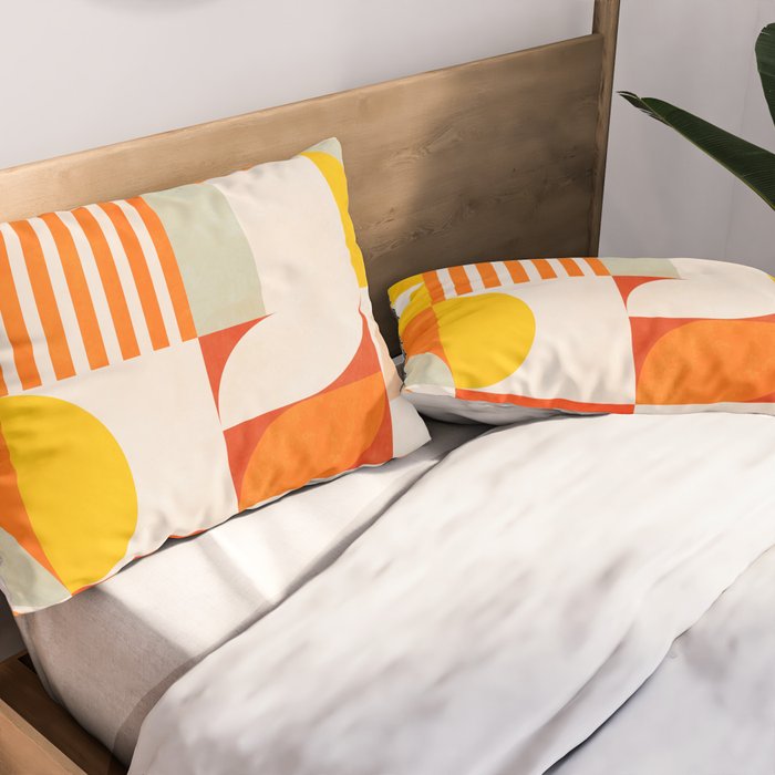 mid century geometry sunny 2 Pillow Sham Gallery Image 2