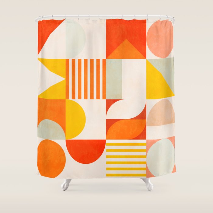 mid century geometry sunny 2 Shower Curtain Gallery Image 1