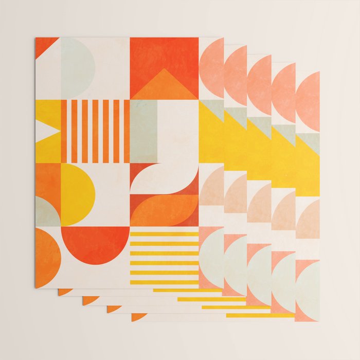 mid century geometry sunny 2 Wrapping Paper Gallery Image 3