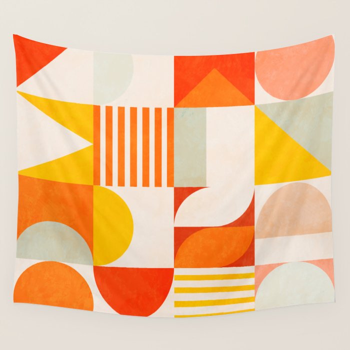 mid century geometry sunny 2 Wall Tapestry Gallery Image 4
