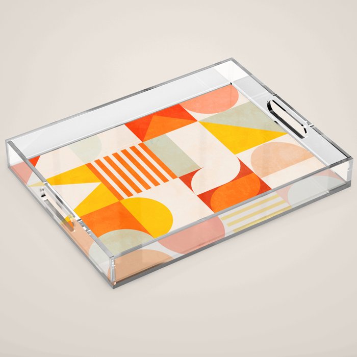 mid century geometry sunny 2 Acrylic Tray Gallery Image 1