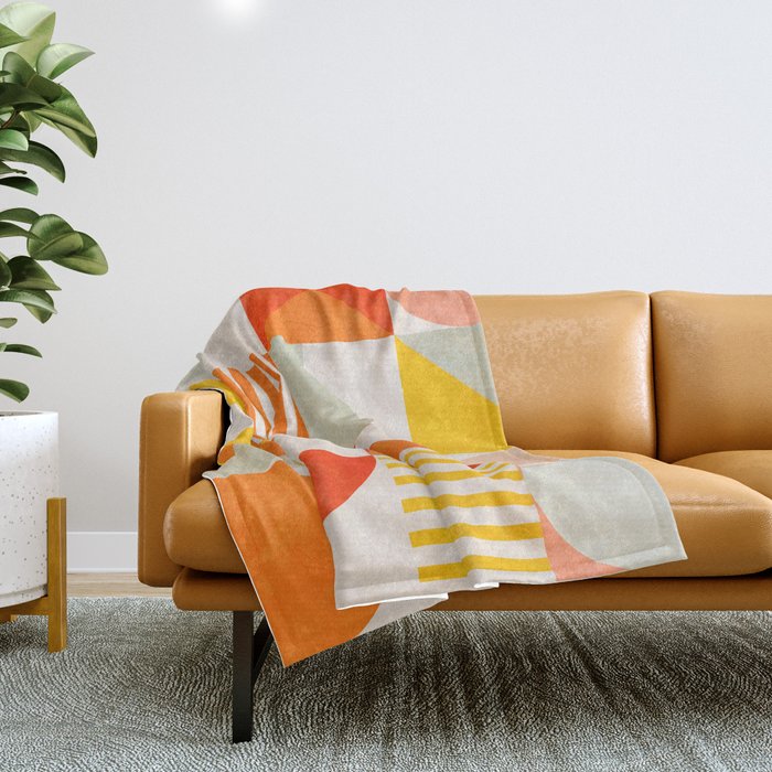 mid century geometry sunny 2 Throw Blanket Gallery Image 1