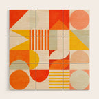 mid century geometry sunny 2 Wood Wall Art Gallery Image 1
