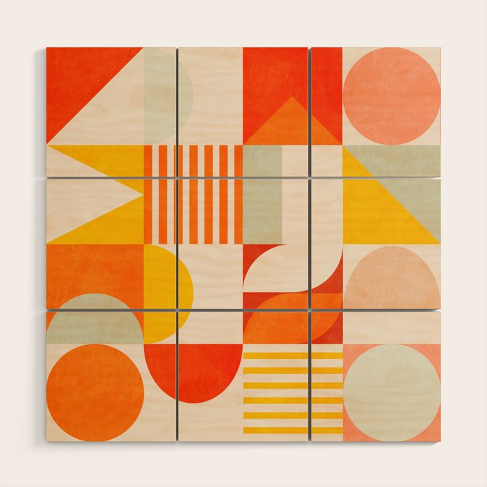 mid century geometry sunny 2 Wood Wall Art Gallery Image 1