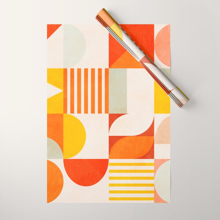 mid century geometry sunny 2 Wrapping Paper Gallery Image 1