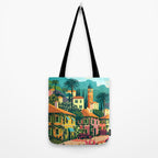 Romantic Italian Landscape Lake Como Colorful European Landscape Art Tote Bag Gallery Image 2