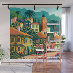 Romantic Italian Landscape Lake Como Colorful European Landscape Art Wall Mural Gallery Image 1