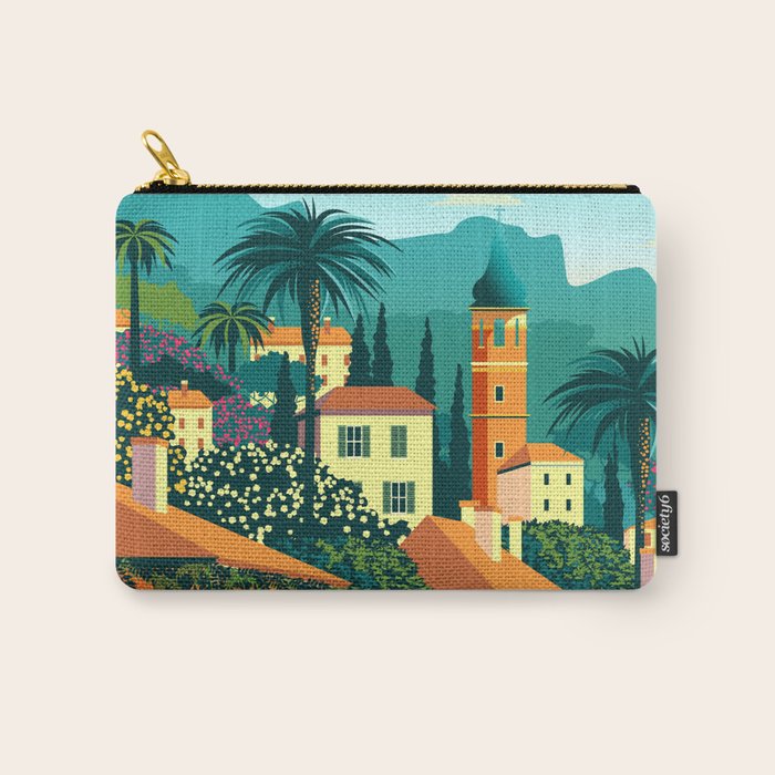 Romantic Italian Landscape Lake Como Colorful European Landscape Art Carry All Pouch Gallery Image 1