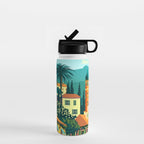 Romantic Italian Landscape Lake Como Colorful European Landscape Art Water Bottle Gallery Image 1