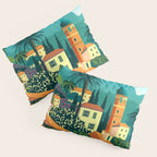 Romantic Italian Landscape Lake Como Colorful European Landscape Art Pillow Sham Gallery Image 3