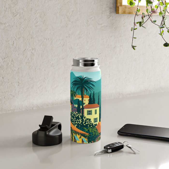 Romantic Italian Landscape Lake Como Colorful European Landscape Art Water Bottle Gallery Image 4