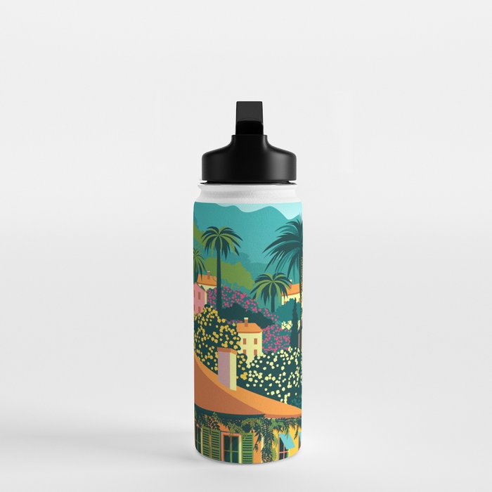 Romantic Italian Landscape Lake Como Colorful European Landscape Art Water Bottle Gallery Image 3