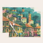 Romantic Italian Landscape Lake Como Colorful European Landscape Art Placemat Gallery Image 1
