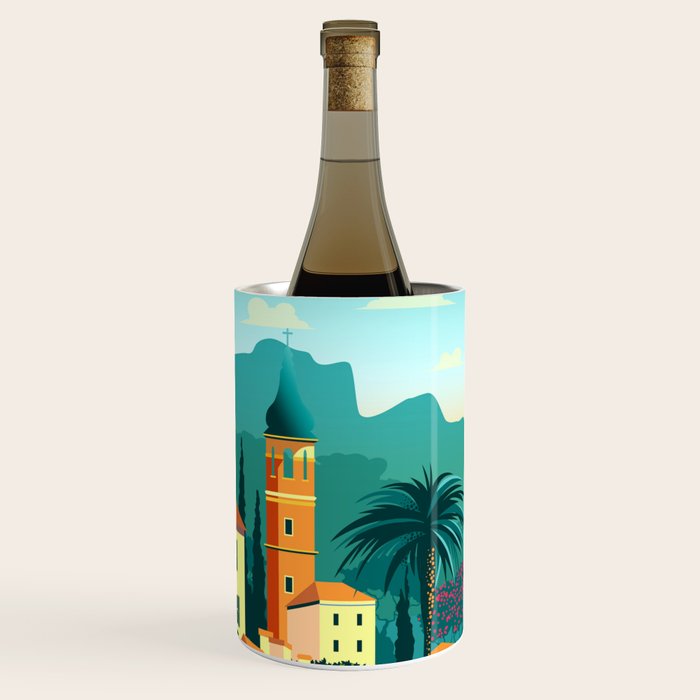 Romantic Italian Landscape Lake Como Colorful European Landscape Art Wine Chiller Gallery Image 3