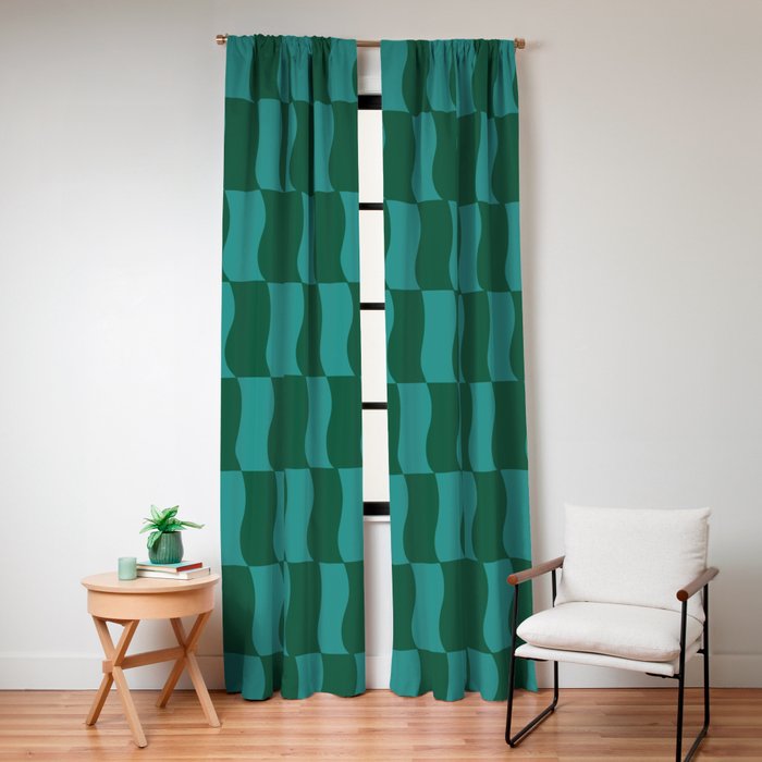 Money Green Wavy Blocks Window Curtain Gallery Image 4