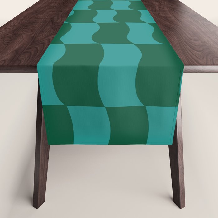 Money Green Wavy Blocks Table Runner Gallery Image 1