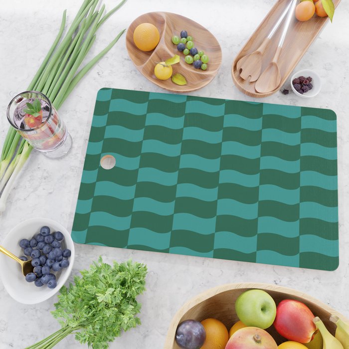 Money Green Wavy Blocks Cutting Board Gallery Image 2