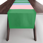 Mixed Stripe Pattern in Green, Pastel Pink, and Baby Blue Table Runner Gallery Image 1