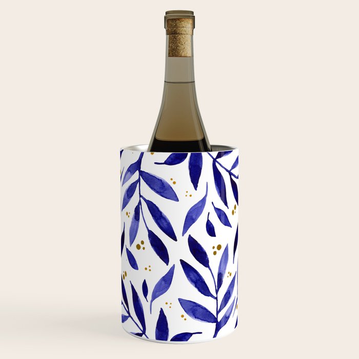 Pretty watercolor branches - blue and yellow Wine Chiller Gallery Image 1